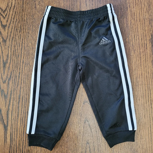 Adidas Black with White Stripe Track Pants Joggers Size Infant 12 Months - Picture 1 of 3